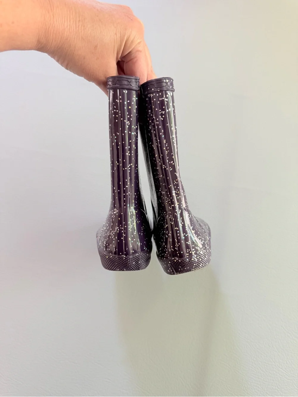 Hunter Kids First Giant Glitter Rain Boots Dark Purple Size 10 US Girls, UK 8